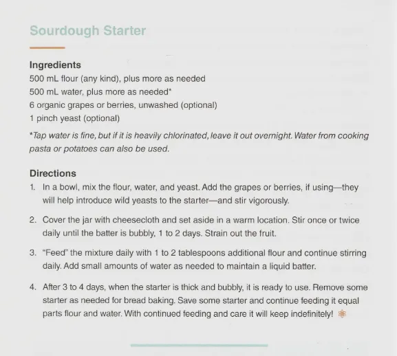 Sourdough starter recipe from "Science and Cooking.." by Michael Brenner, Pia Sörenson, and David Weitz